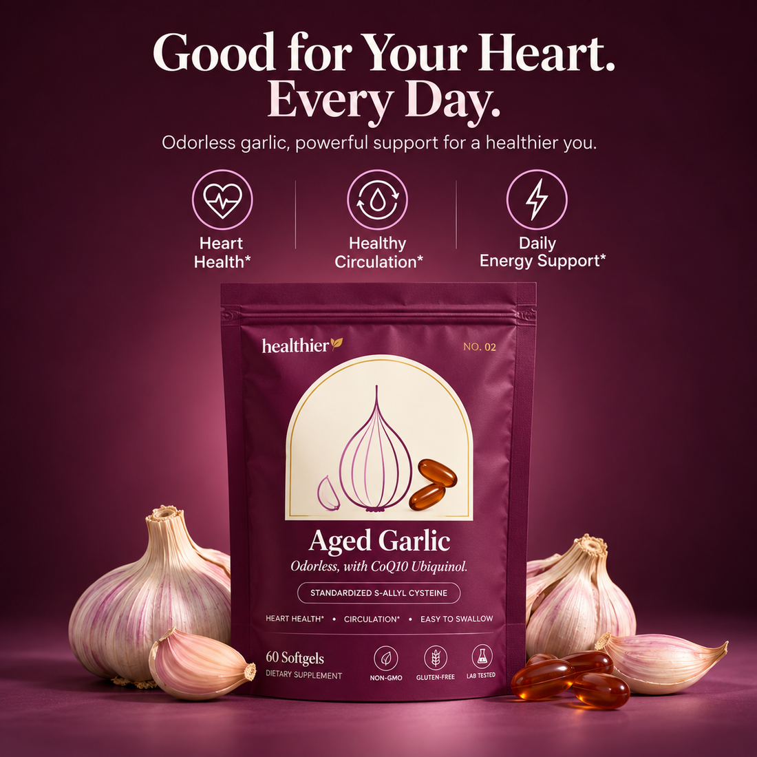 Aged Garlic with CoQ10 Ubiquinol – 60 Softgels